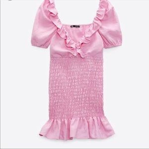 Zara pink linen blend mini dress